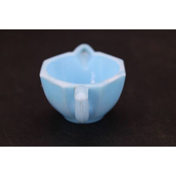 1930s Blue Agate SLAG GLASS Childrens Toy TEA SET 3 Pieces - Picture 16 of 16